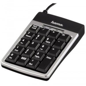 Hama - Pavé numérique slimline sk120 - USB - Hub 3 ports - Noir / Silver (00052215) Clavier